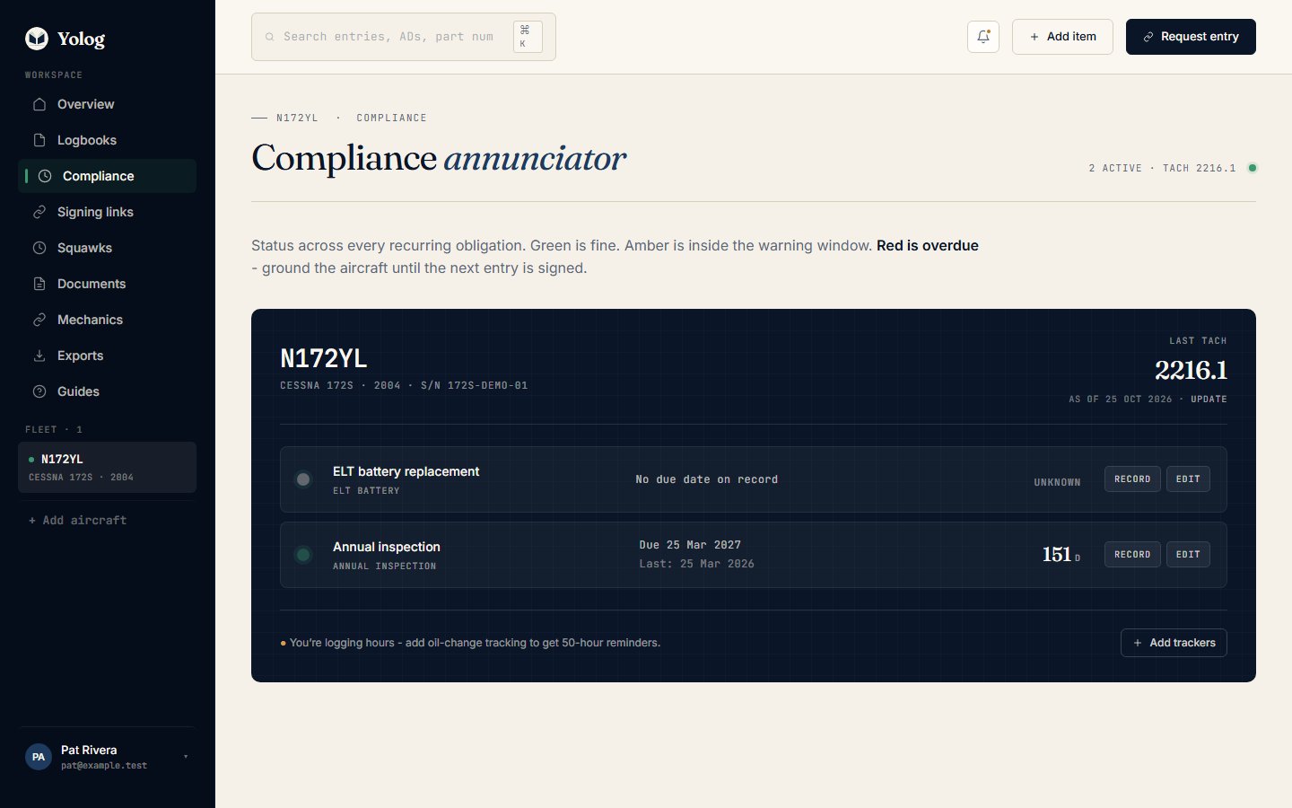 The Compliance annunciator