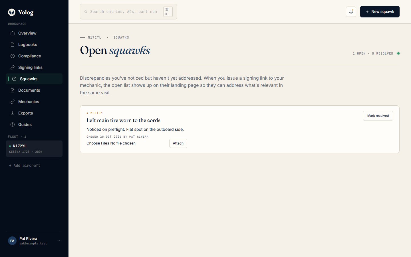 Open squawks with one squawk